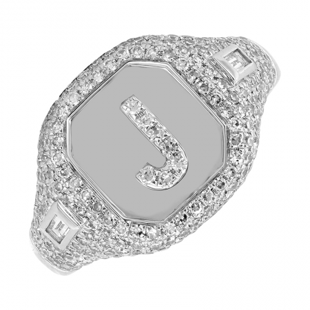 Pavé Initial Signet Ring