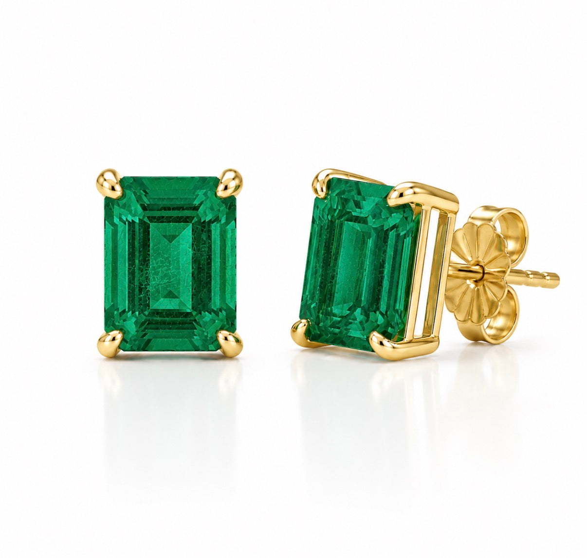 Lab Emerald Studs