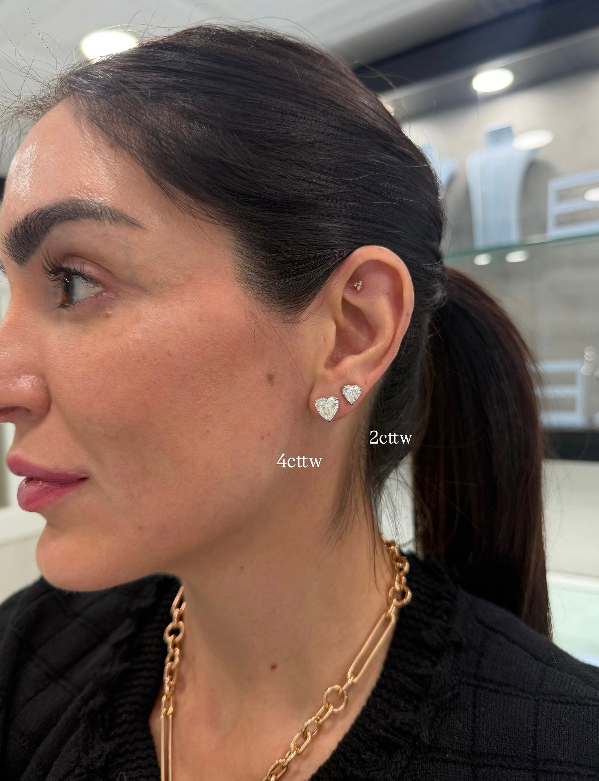 2ct Heart Studs