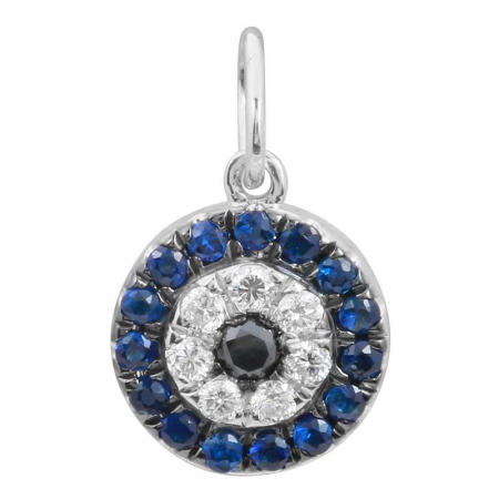 Round Sapphire + Diamond Evil Eye Charm