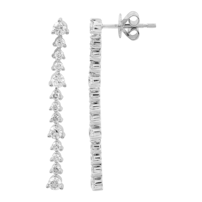 3 Prong Diamond Drop Earrings