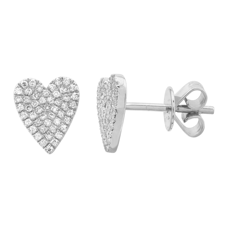 Medium Pave Heart Studs