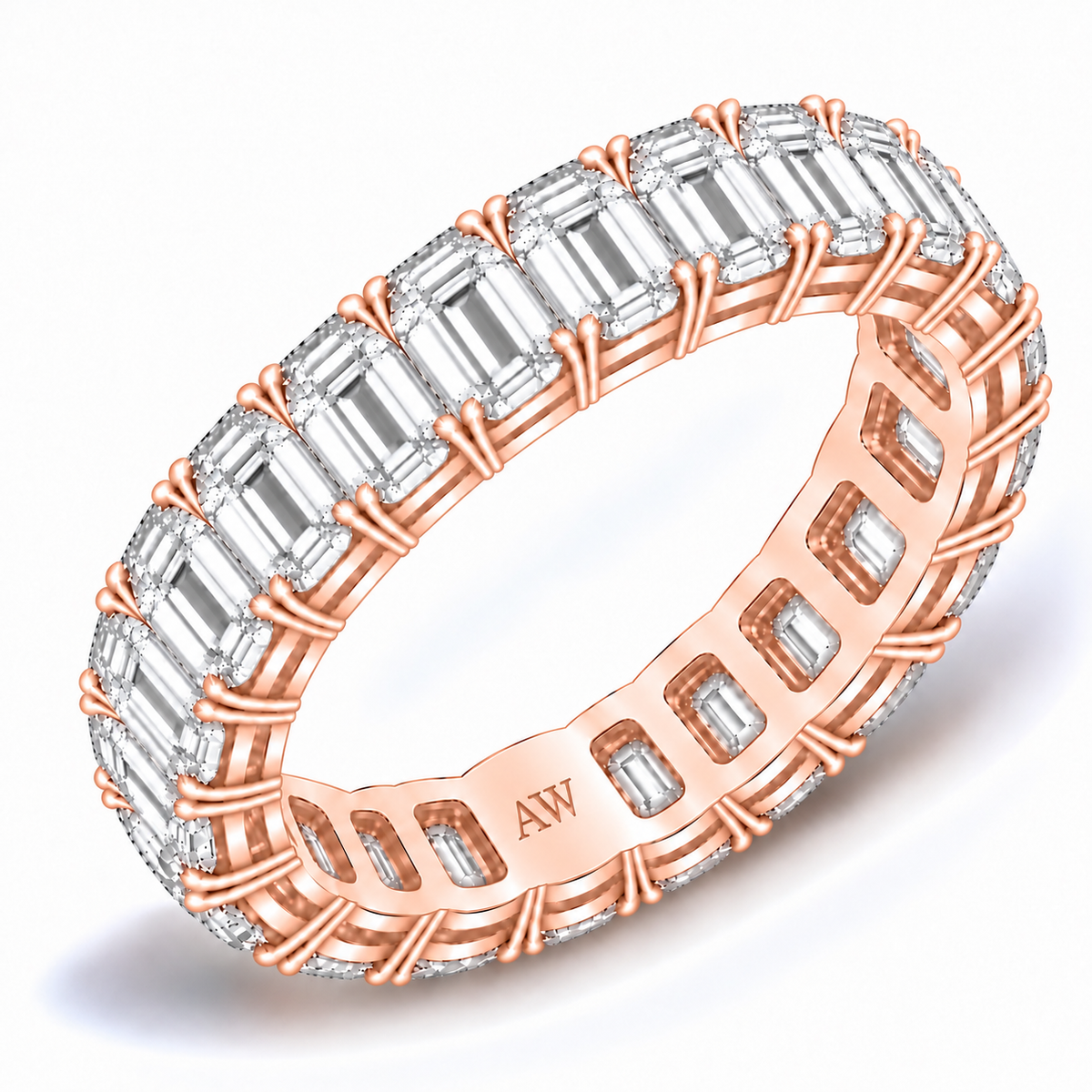 Large Emerald Diamond Eternity Band