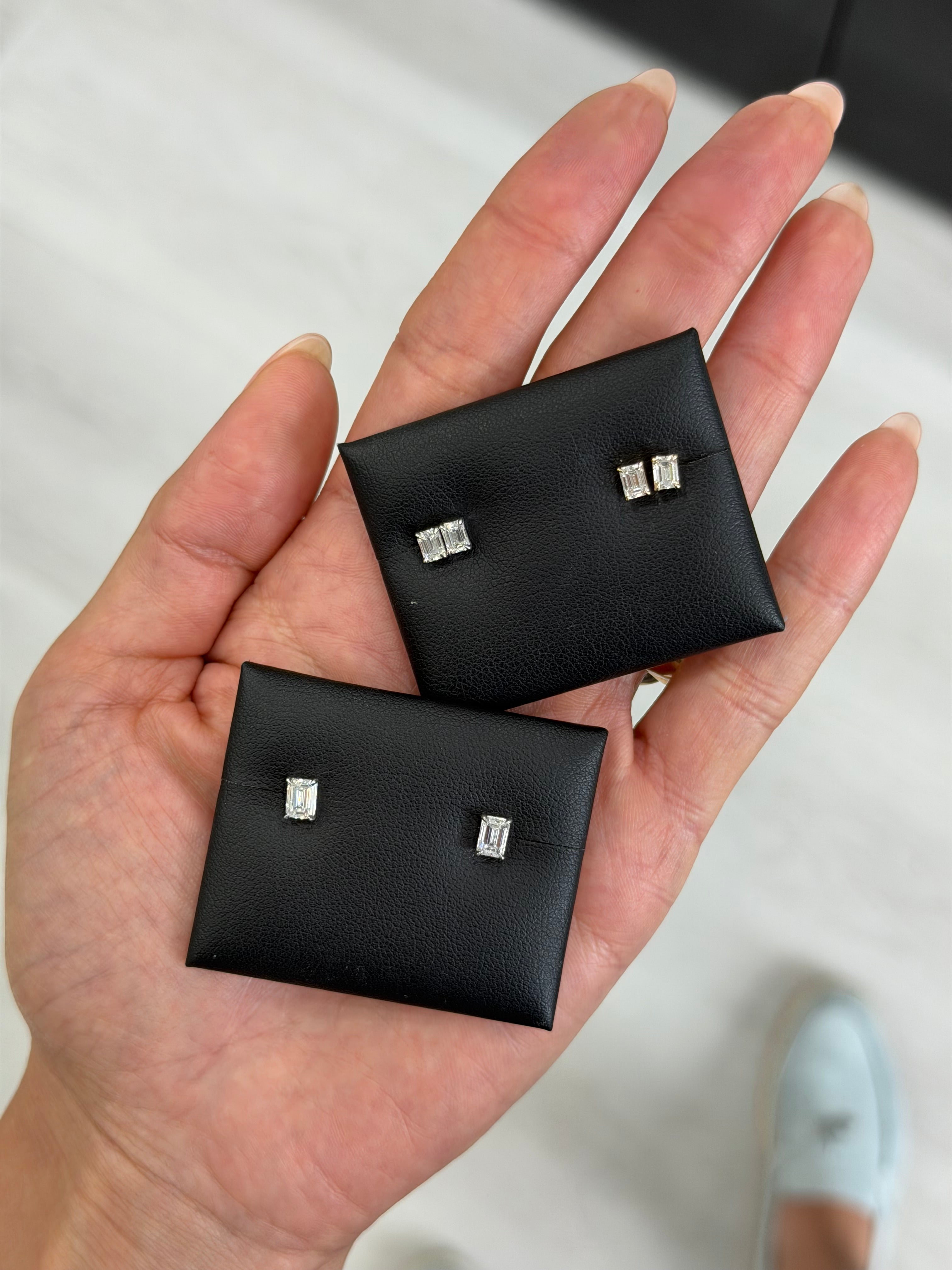 Lab Emerald Diamond Studs