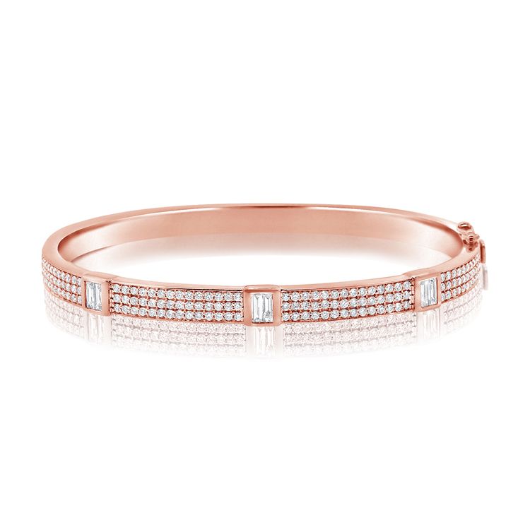 3 Baguette Stations Pavé Bangle