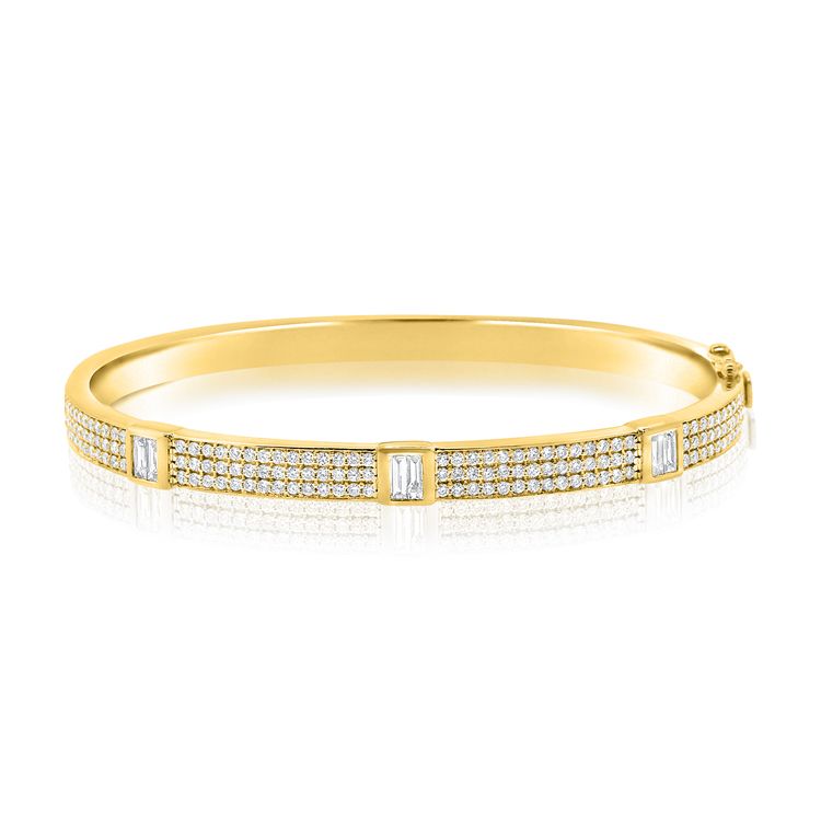 3 Baguette Stations Pavé Bangle