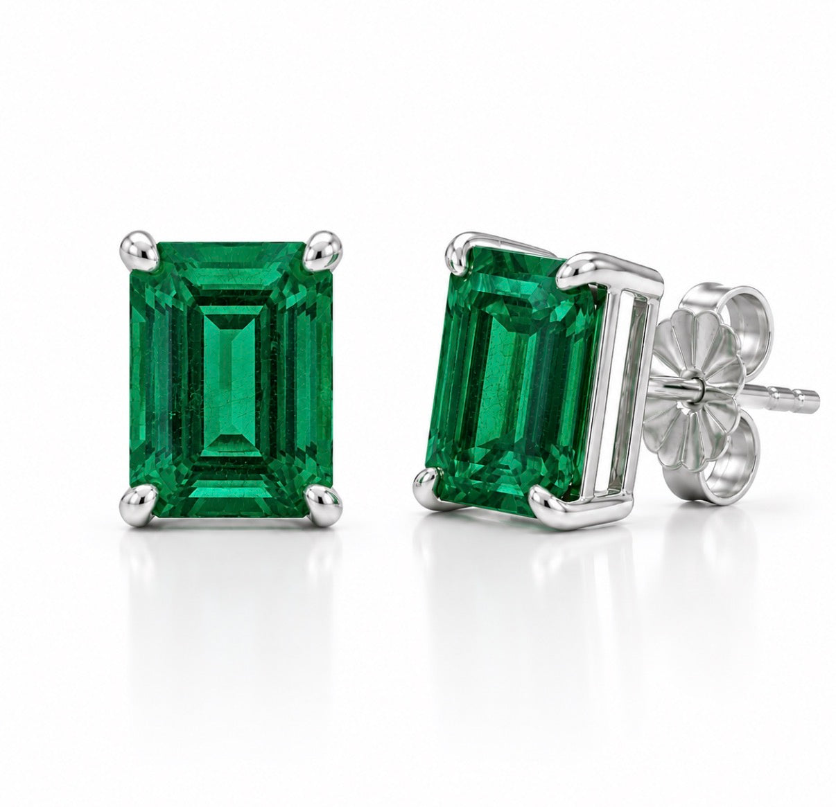 Lab Emerald Studs