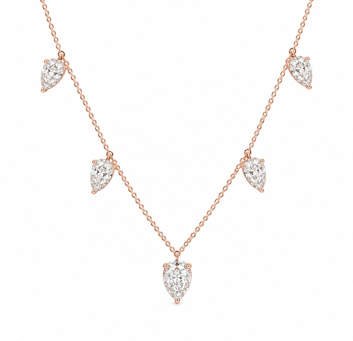 5 Drop Hanging Pear Necklace
