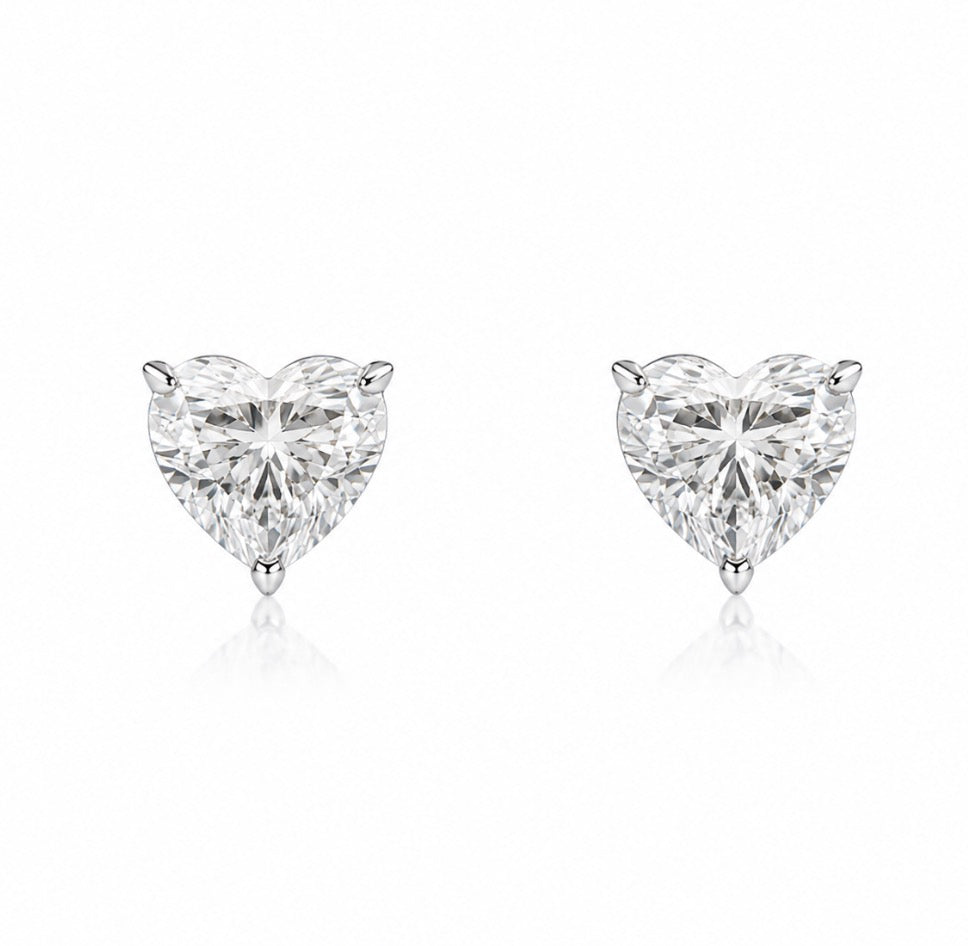 2ct Heart Studs