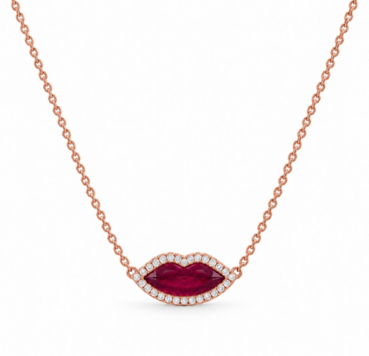 Chunky Ruby Lips Necklace