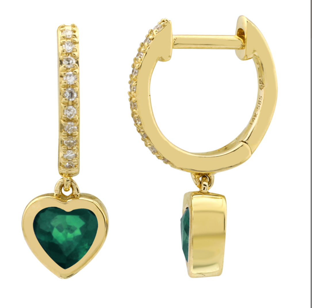 Bezel Gem Heart Drop Huggie