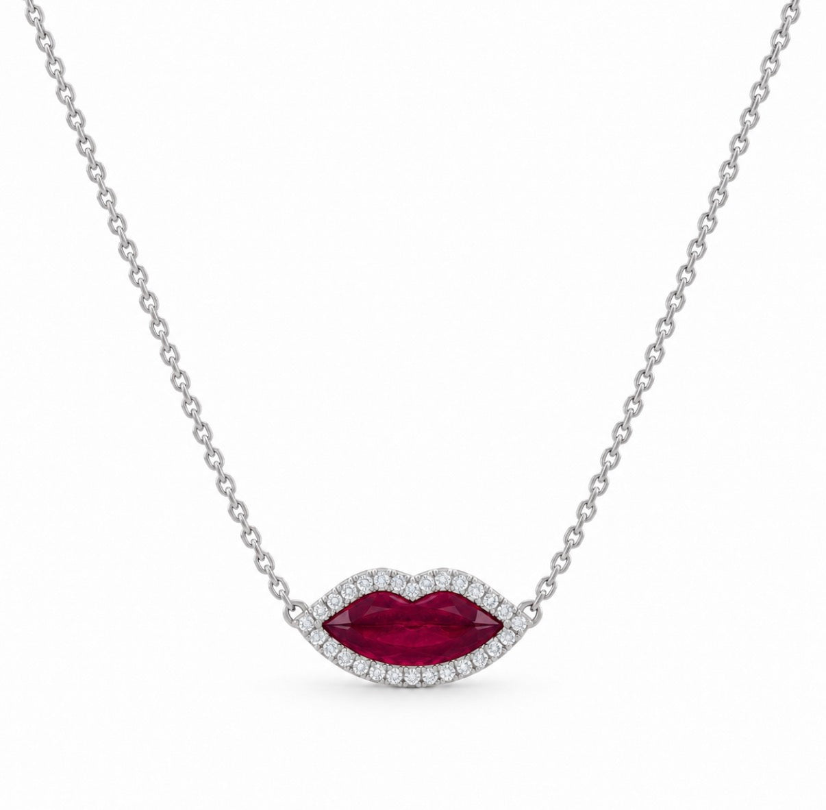 Chunky Ruby Lips Necklace