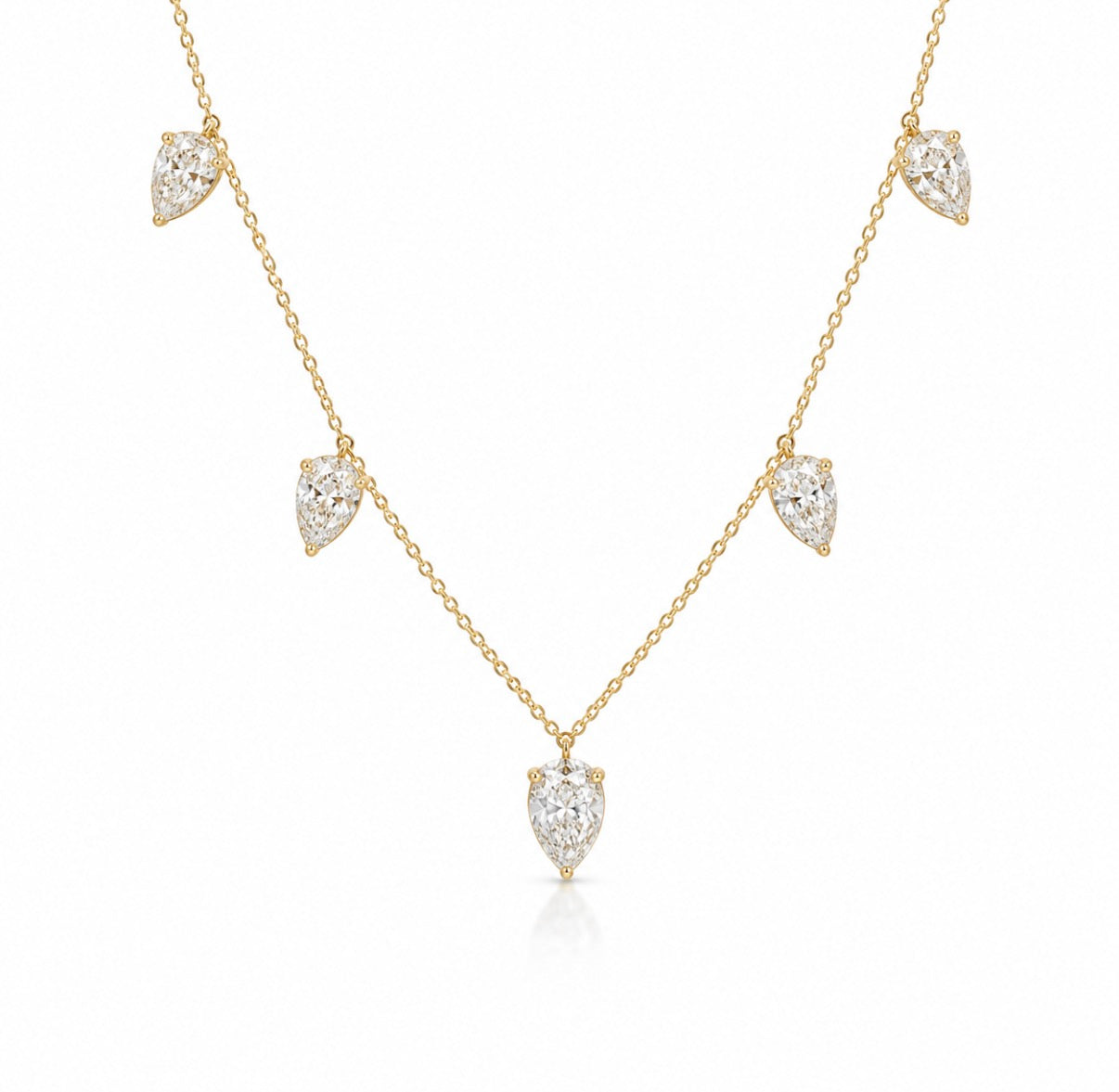 5 Drop Hanging Pear Necklace