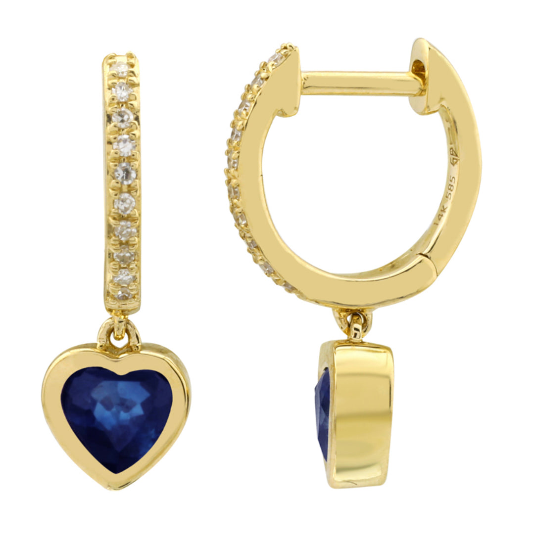 Bezel Gem Heart Drop Huggie