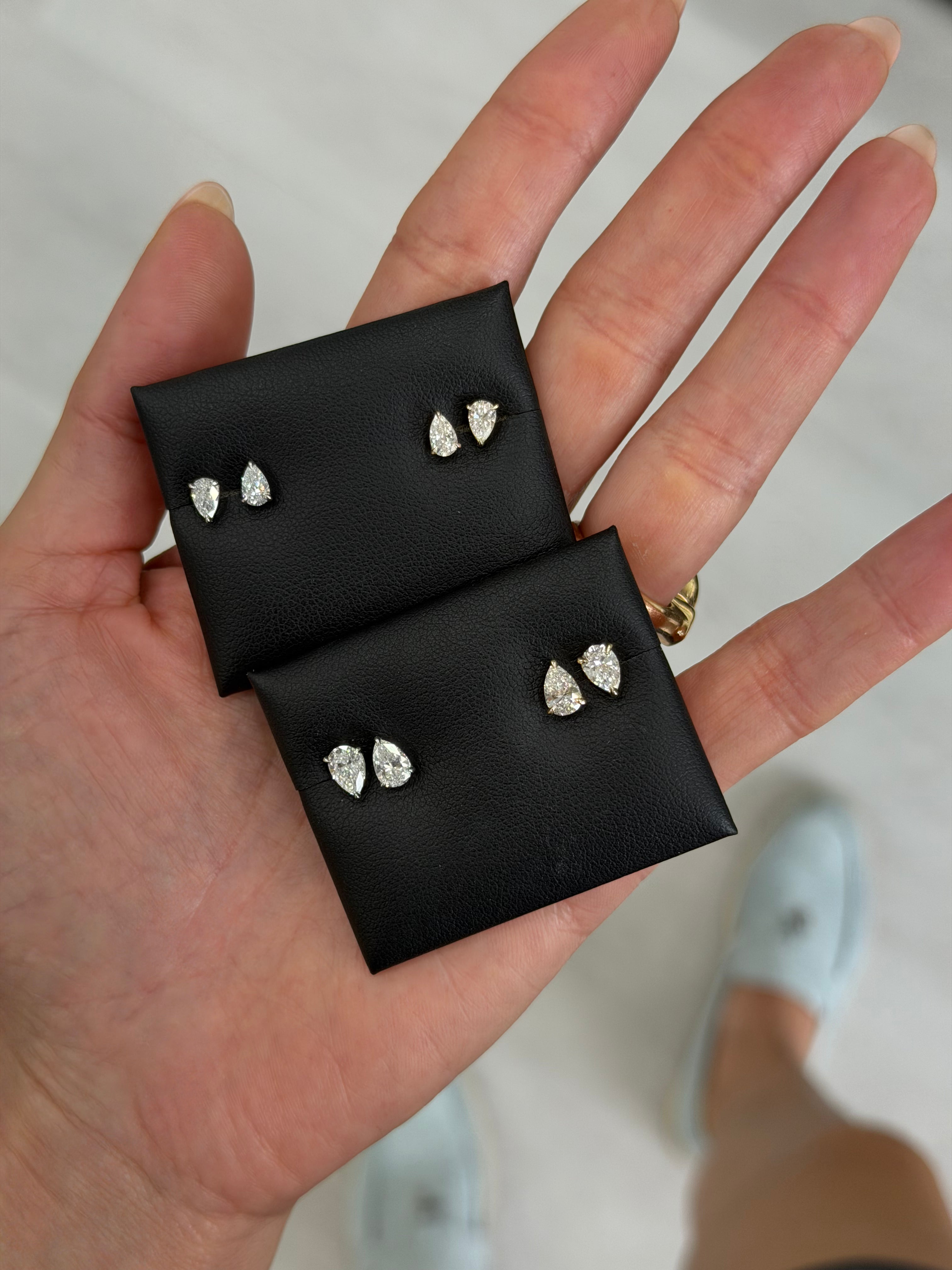 Lab Pear Diamond Studs