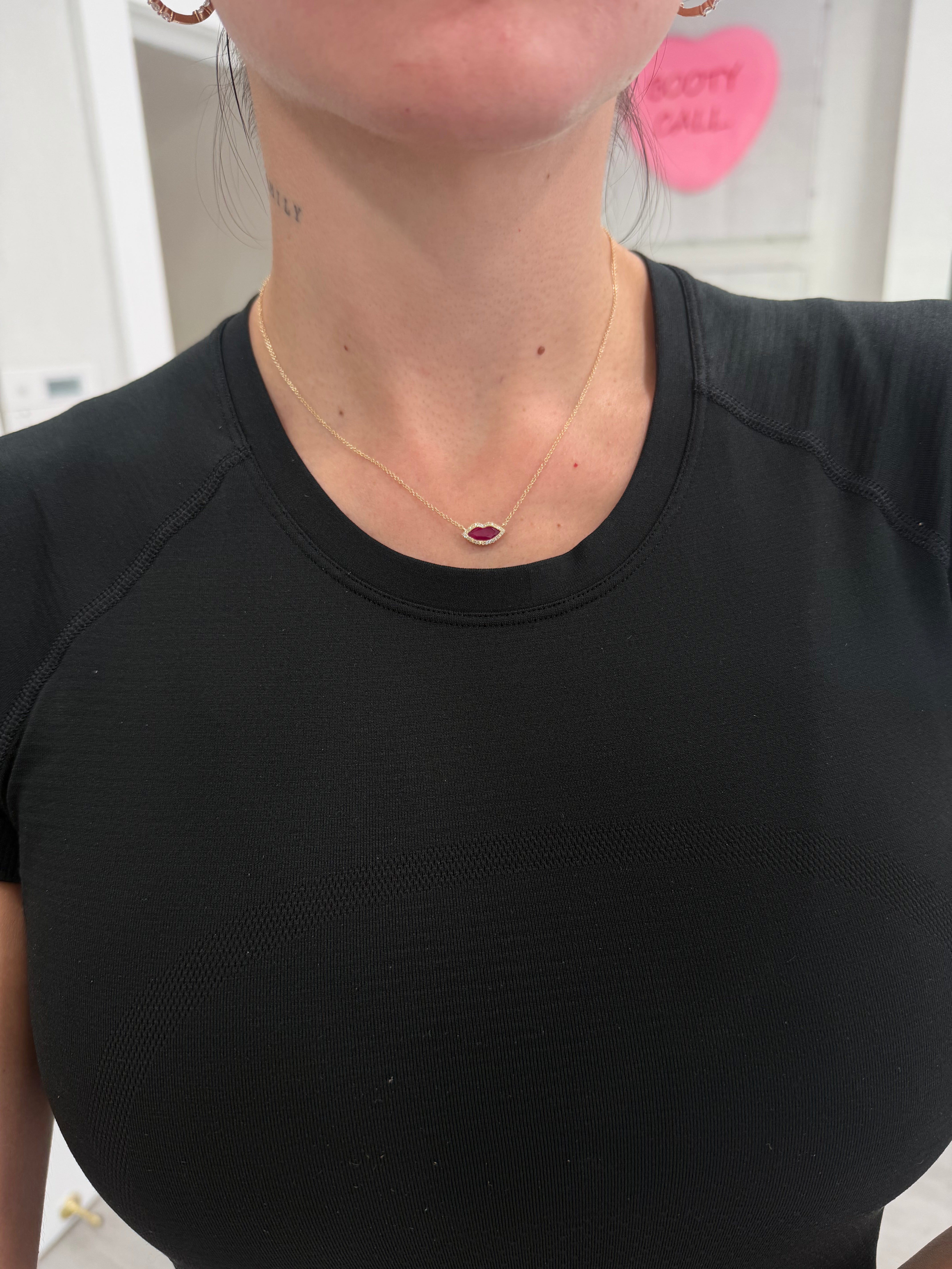 Chunky Ruby Lips Necklace