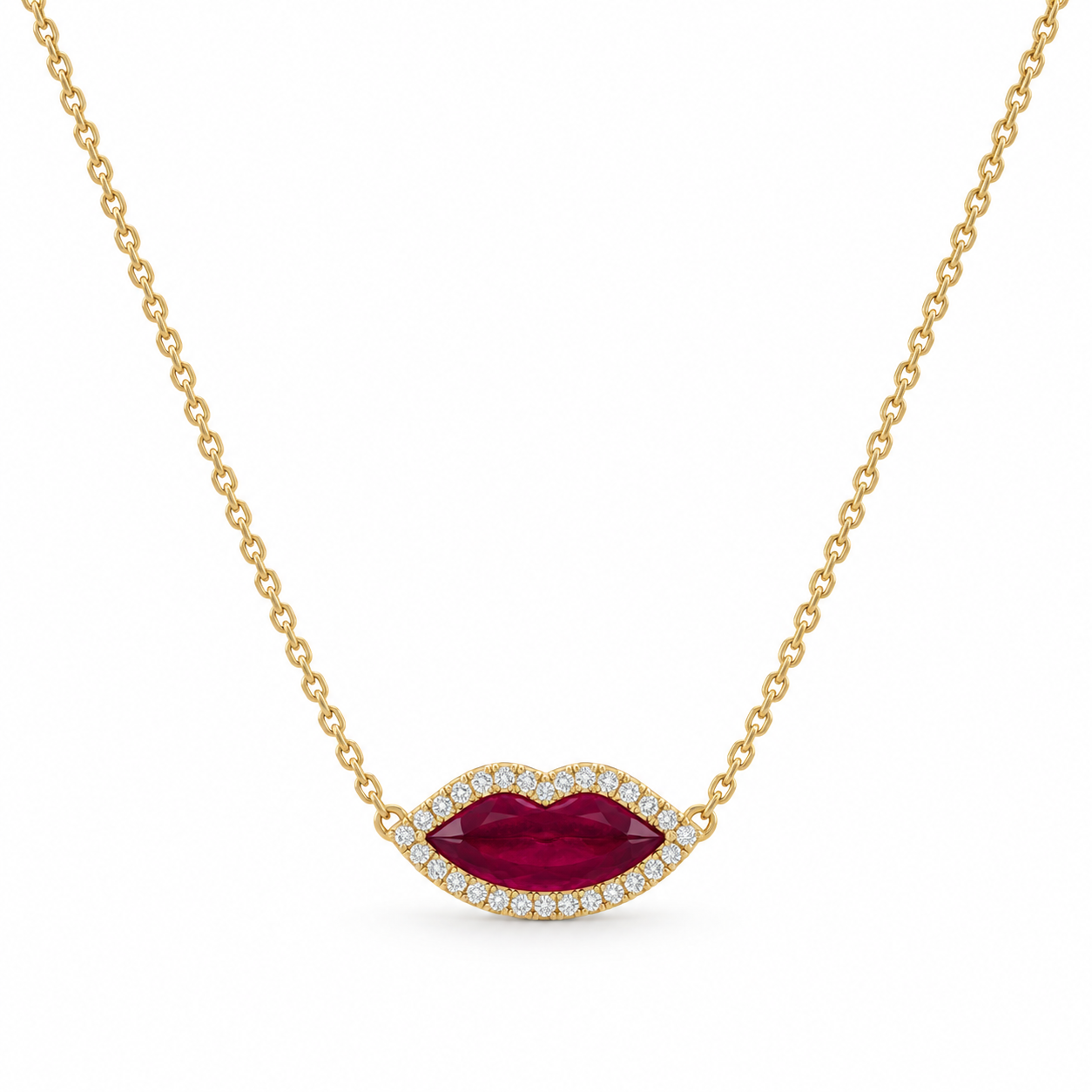 Chunky Ruby Lips Necklace