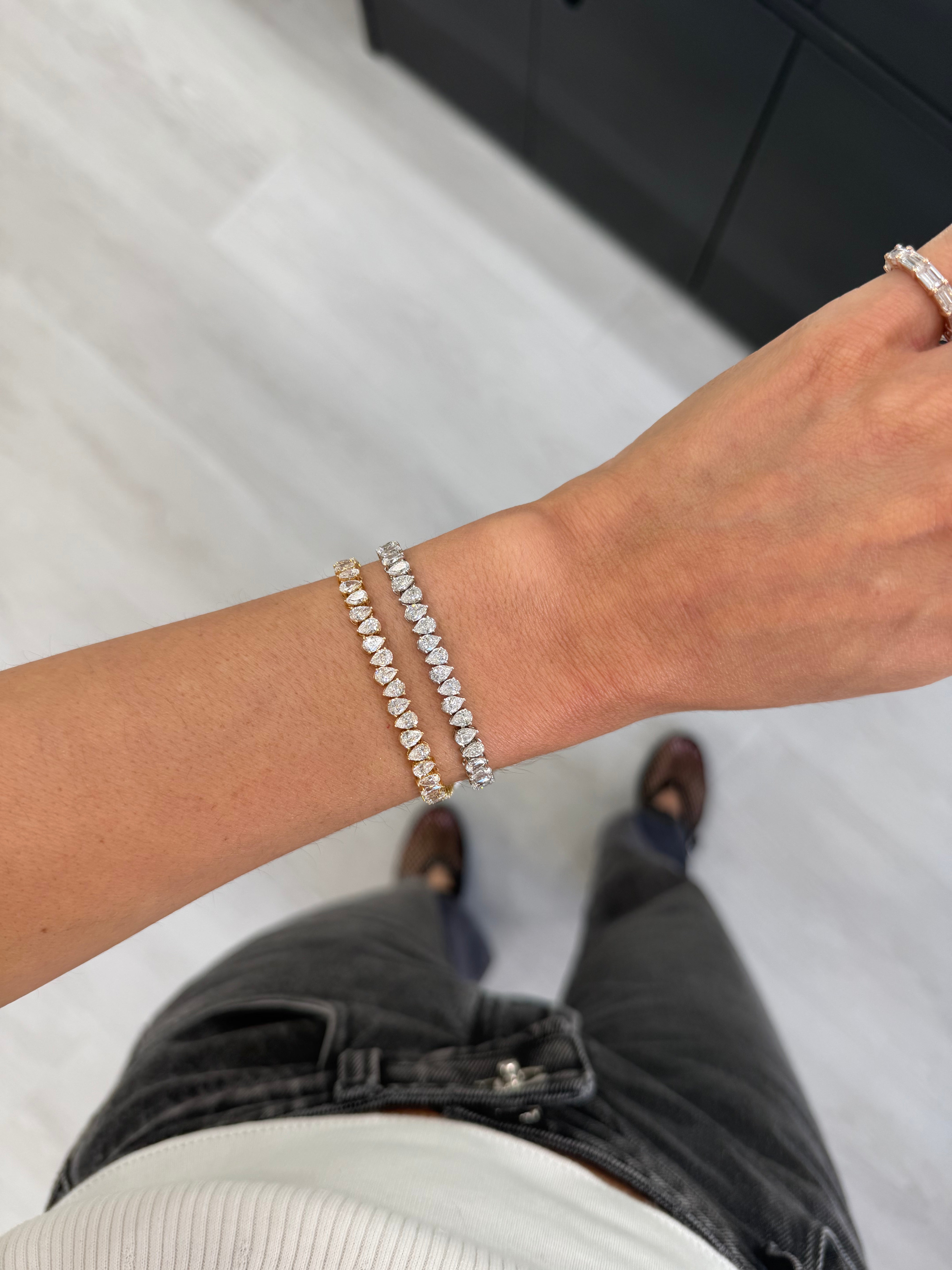 Lab Pear Tennis Bracelet