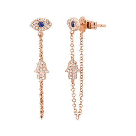 Evil Eye + Hamsa Front to Back Stud