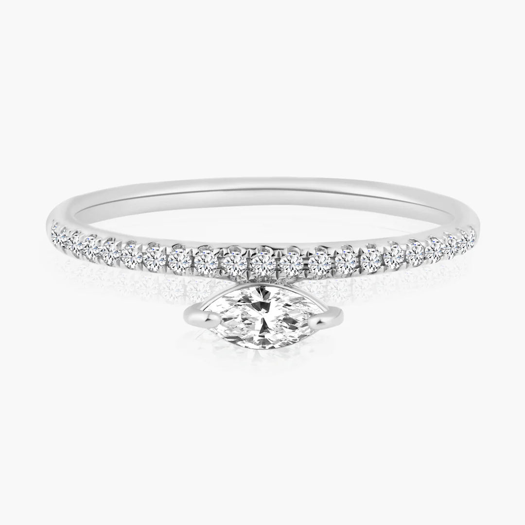 Pavé Band + Floating Diamond Ring