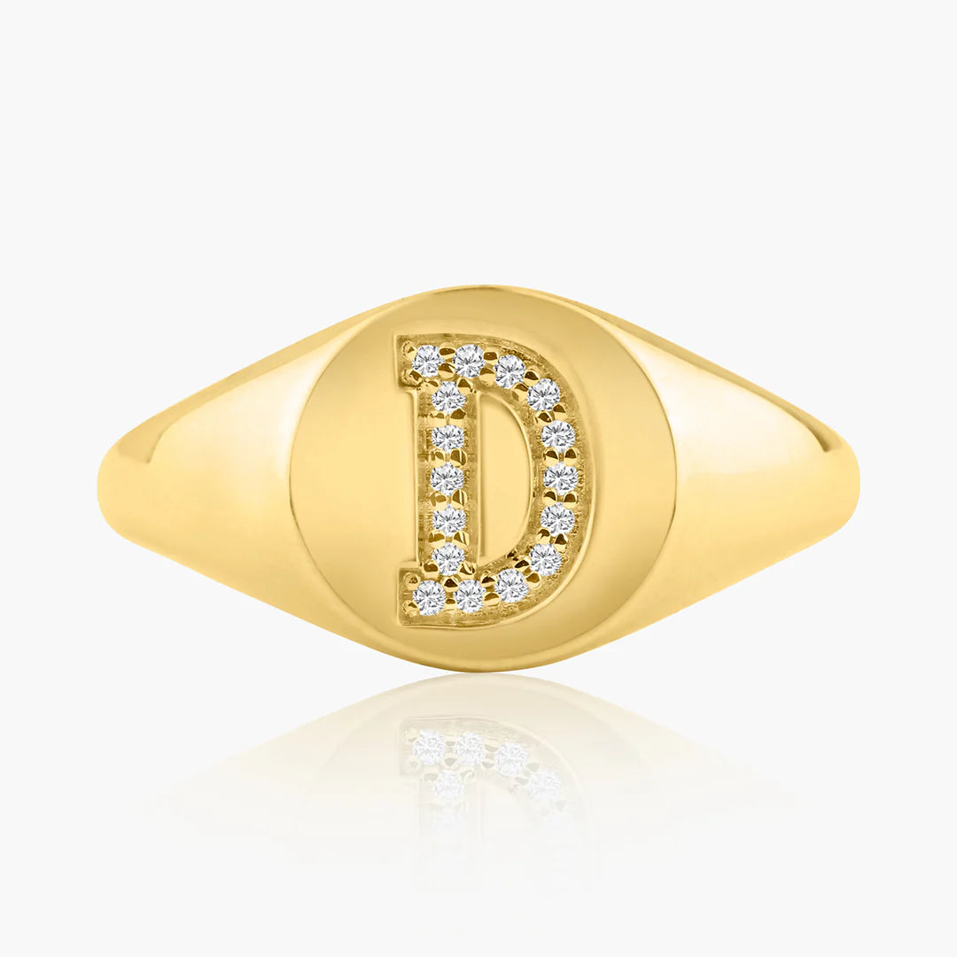 Round Initial Signet Ring