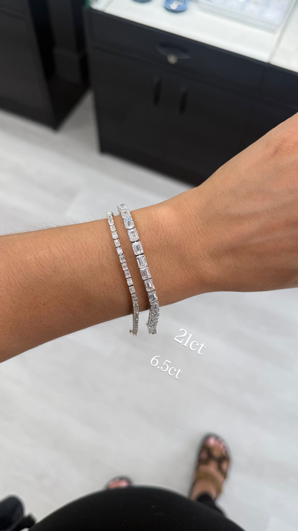 East to West Emerald Cut Lab Tennis Bracelet