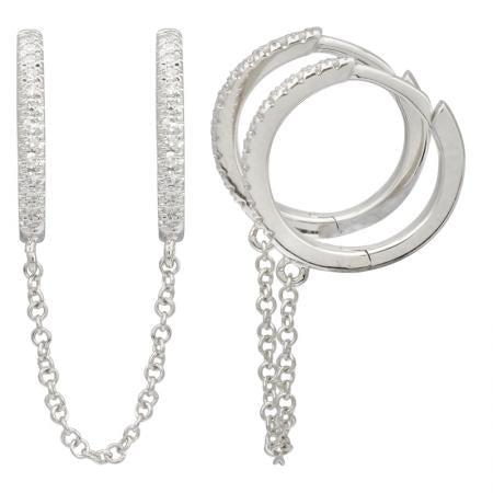 Chained Pavé Huggies