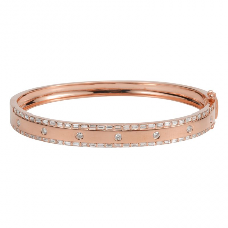 Round + Baguette Border Bangle
