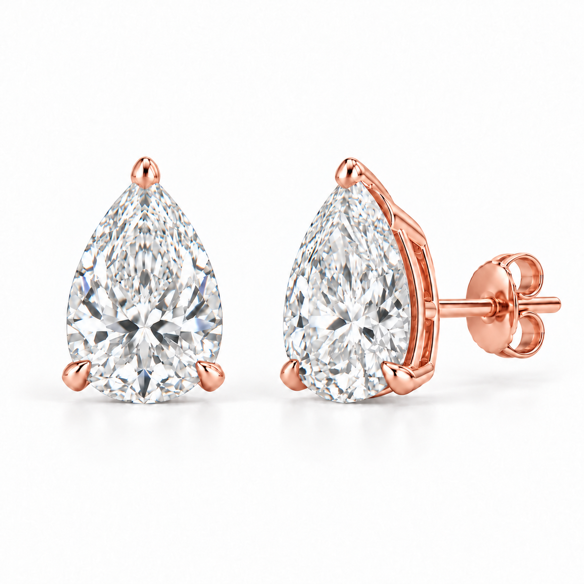 4ct Pear Studs
