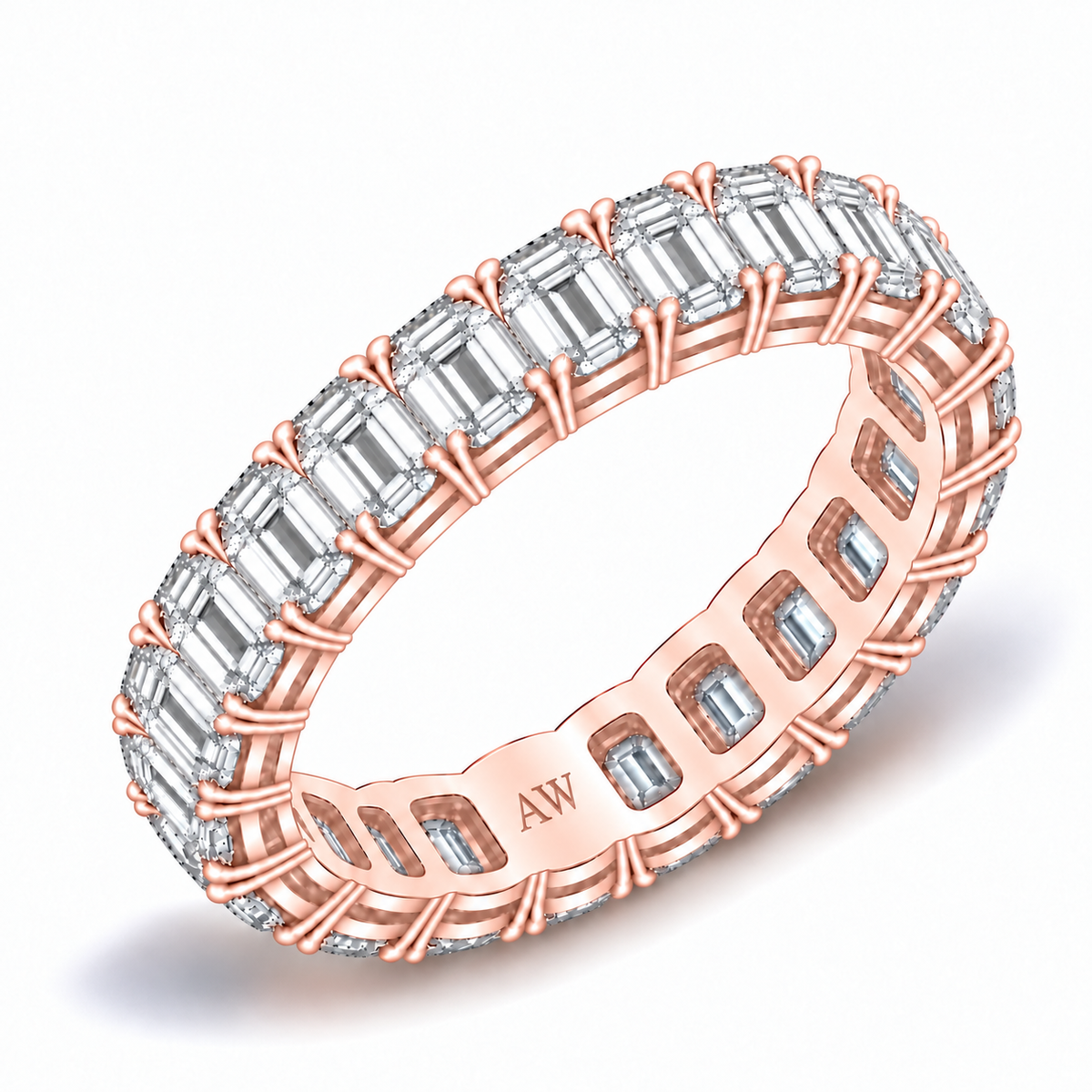 Small Emerald Diamond Eternity Band