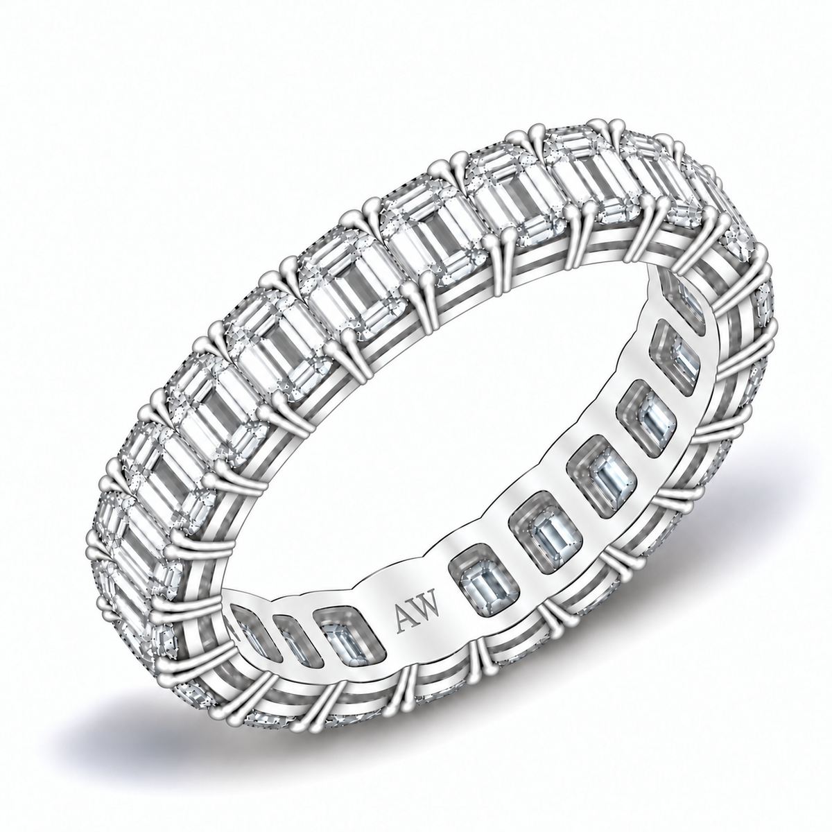 Small Emerald Diamond Eternity Band