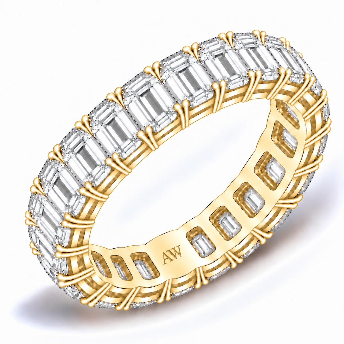 Large Emerald Diamond Eternity Band