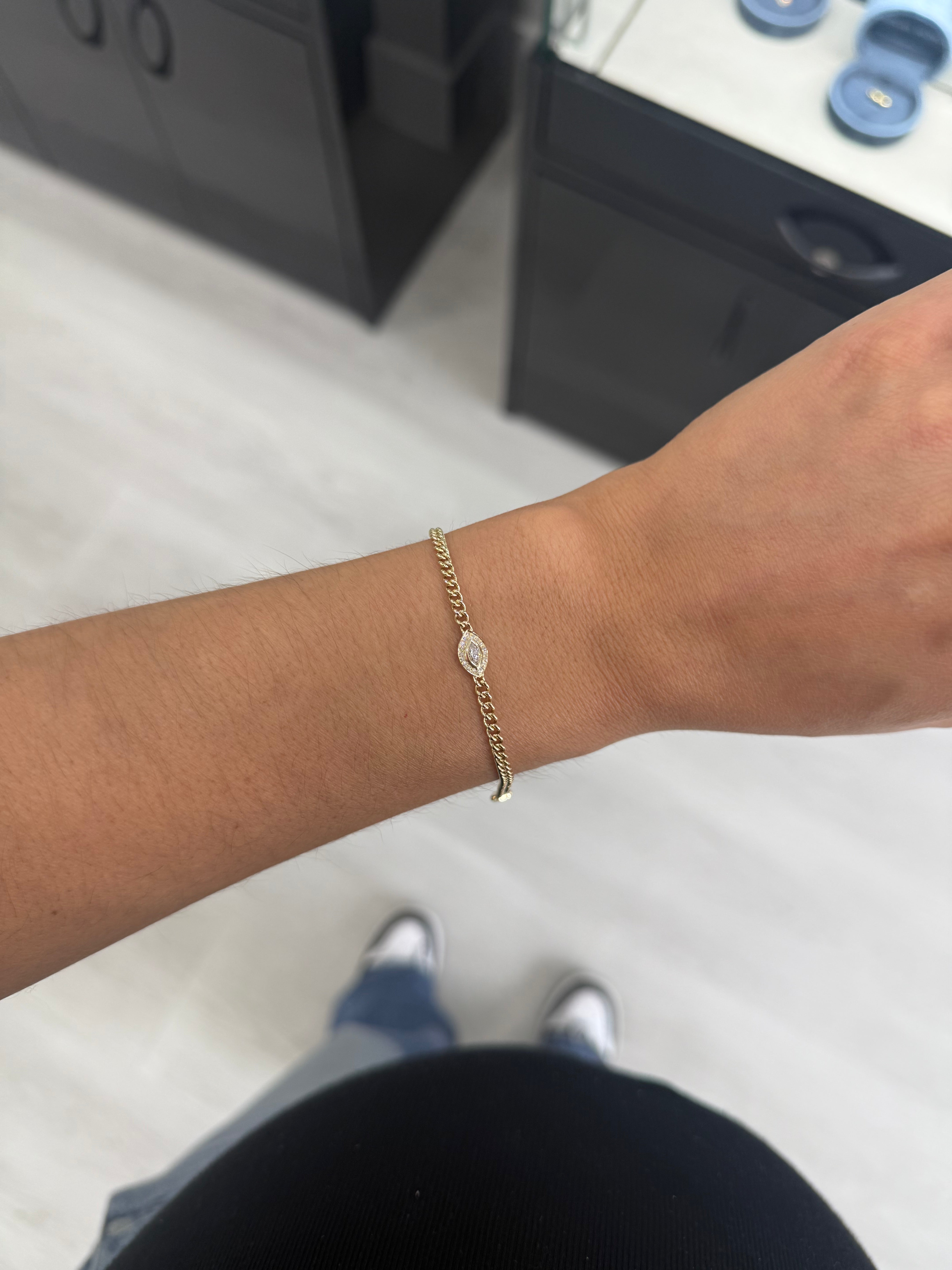 Curb Link + Marquise Evil Eye Bracelet