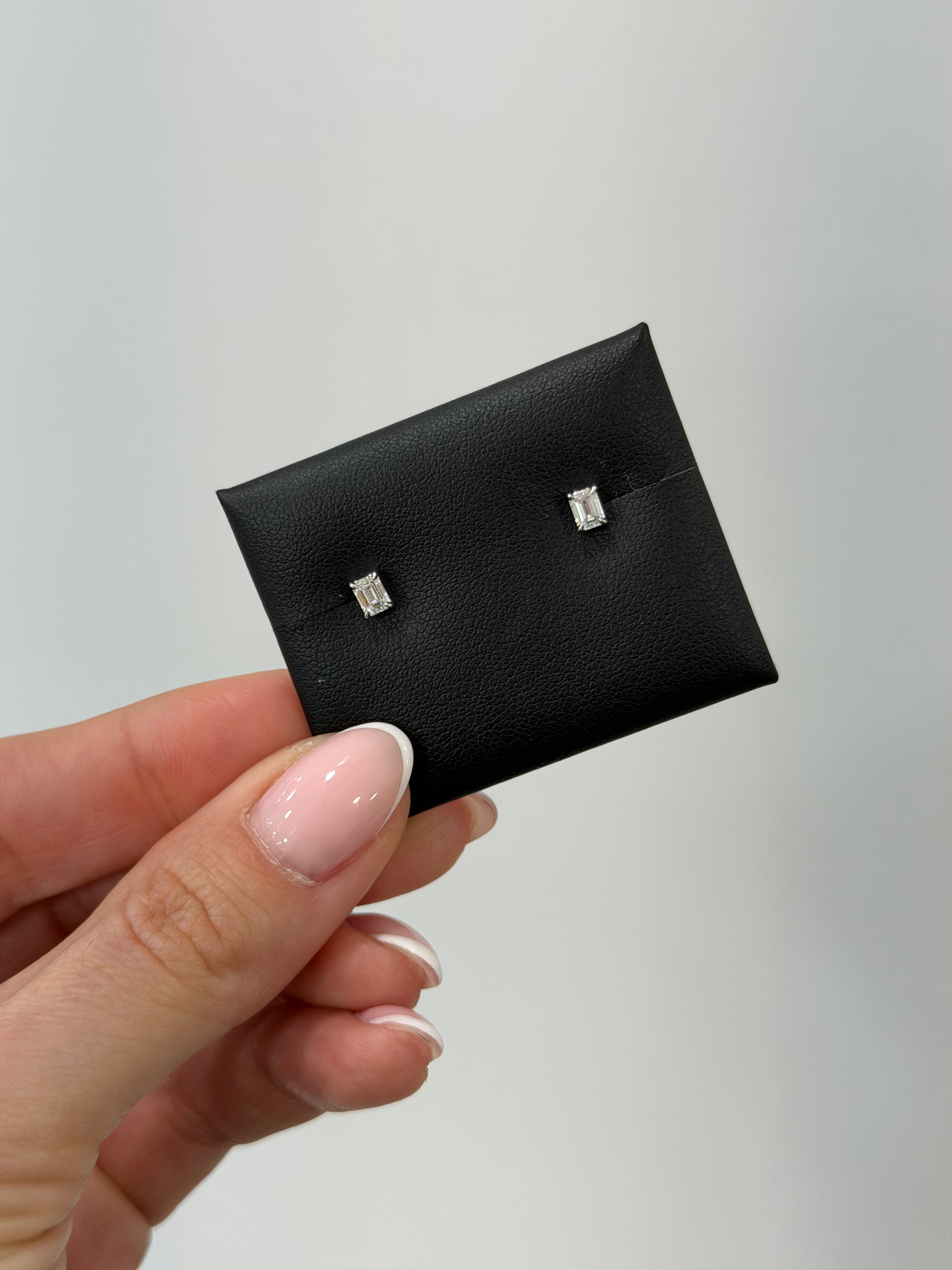 Lab Emerald Diamond Studs