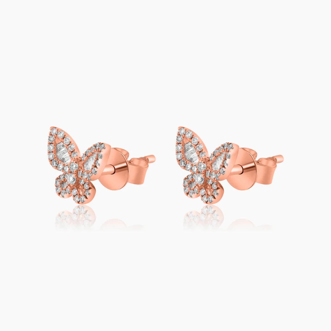 Baguette Butterfly Studs