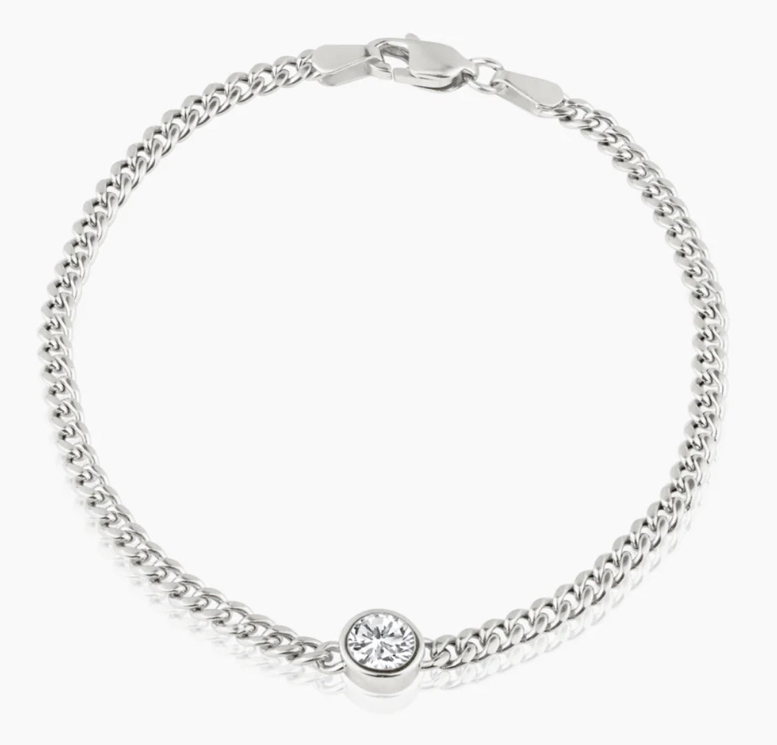 Bezel Diamond + Curb Link Bracelet