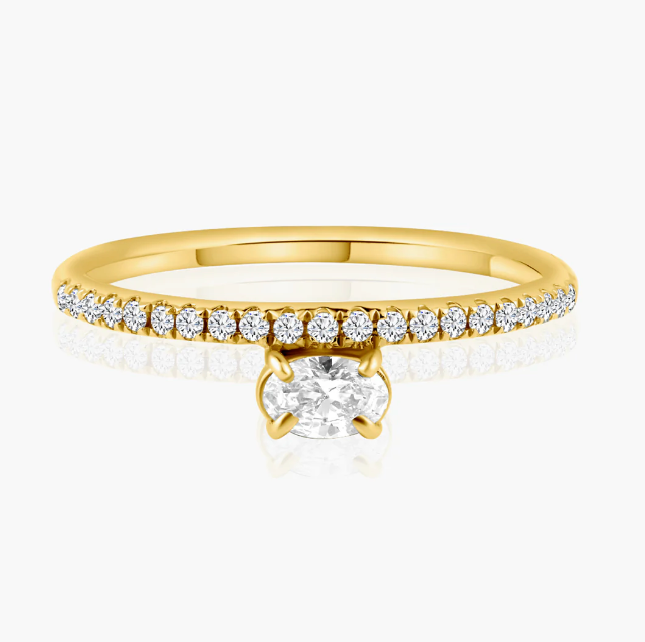 Pavé Band + Floating Diamond Ring