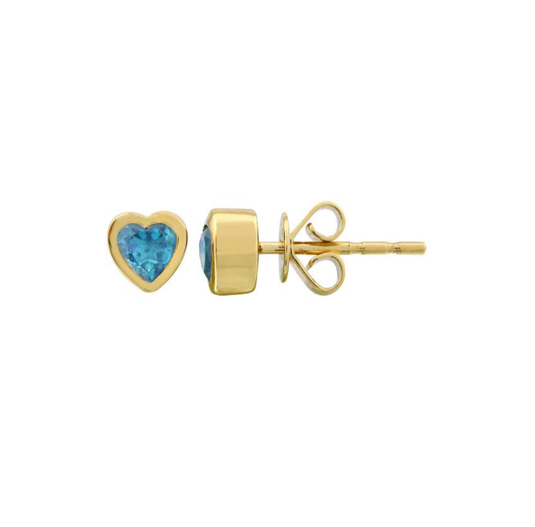 Gem Bezeled Heart Studs