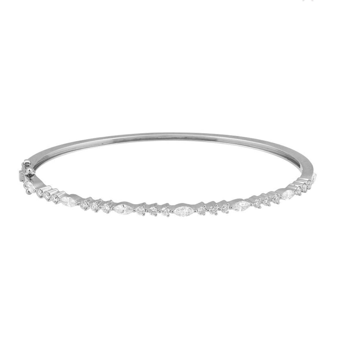 Marquise + Round Shared Prong Bangle