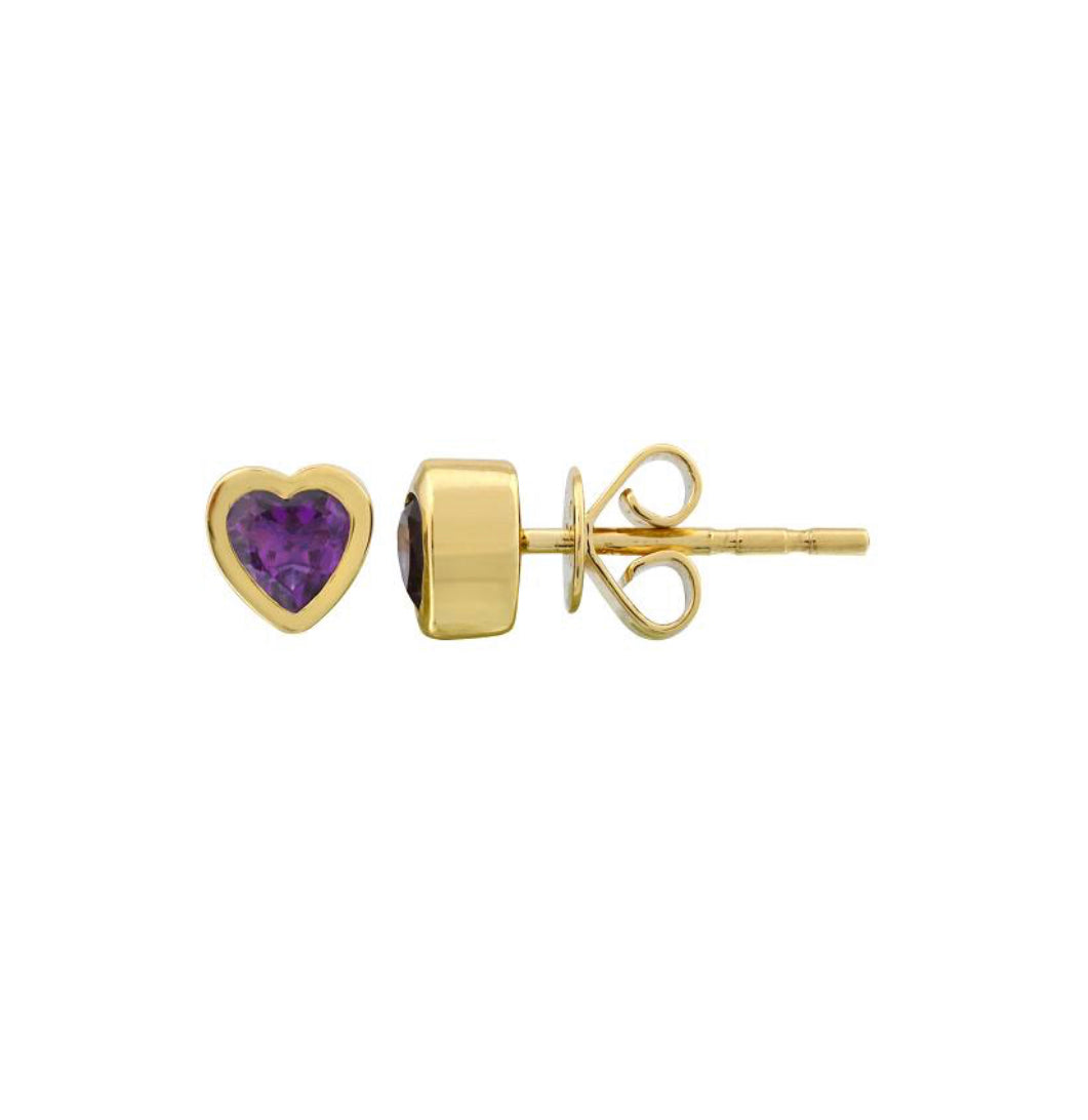 Gem Bezeled Heart Studs