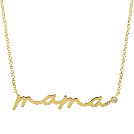 Solid Gold Wavy Mama Necklace