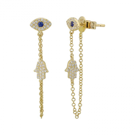 Evil Eye + Hamsa Front to Back Stud