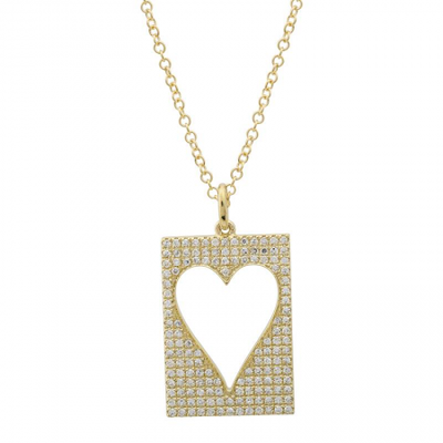 Cut Out Heart Pave Tag Necklace