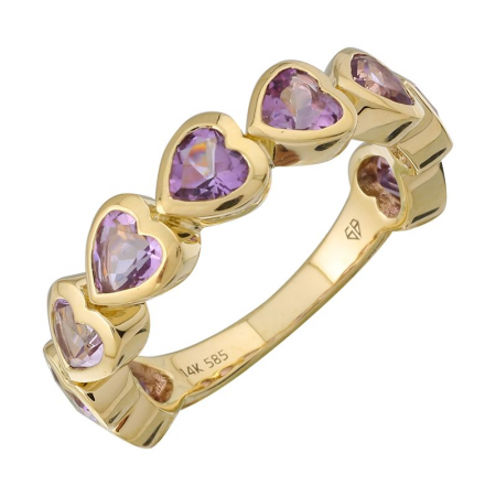 Gemstone Bezel Heart Band