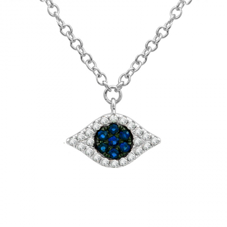 Diamond + Sapphire Evil Eye Necklace