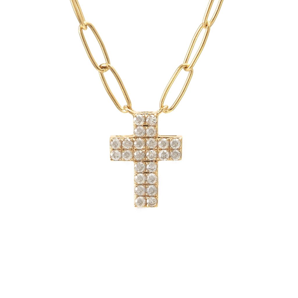 Elongated Link + Cross Necklace