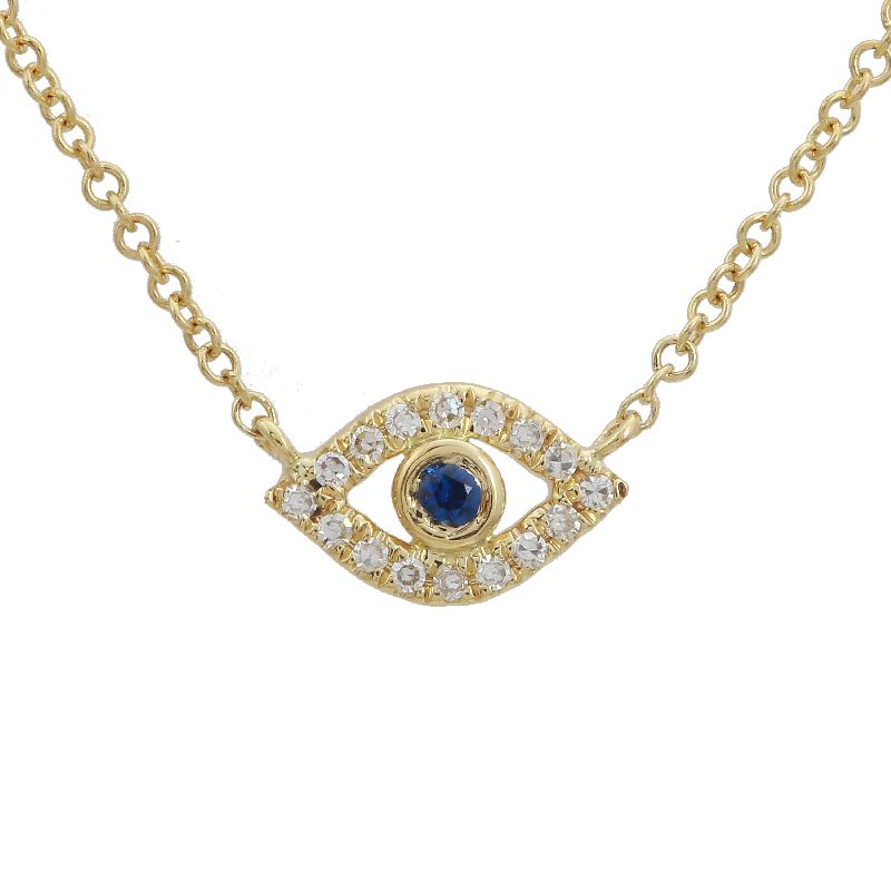 Micro Diamond + Sapphire Evil Eye