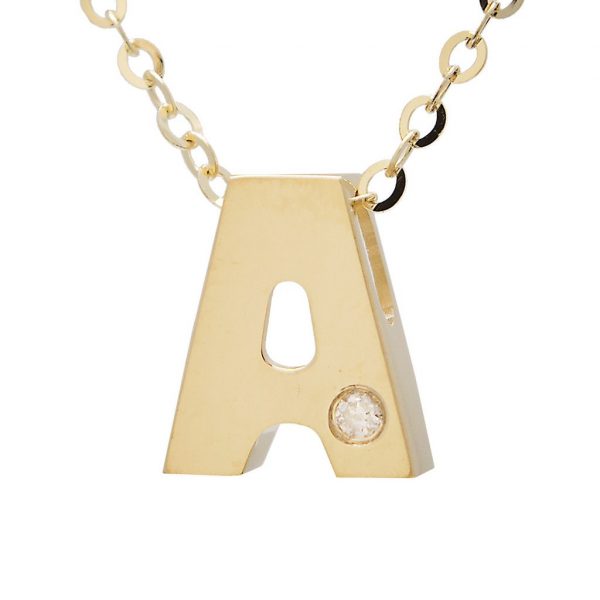 Diamond Accented Chunky Initial Necklace