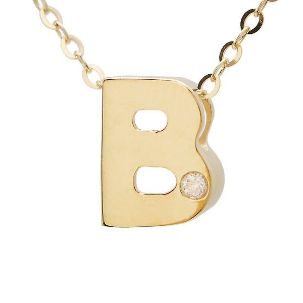 Diamond Accented Chunky Initial Necklace