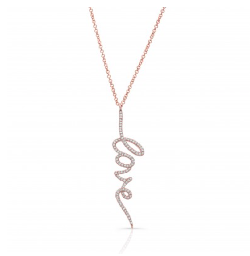 Vertical Script Love Necklace